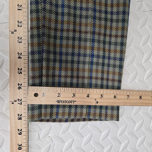 J Mclaughlin Yara Olive Plaid Pants Women 4 Straight Leg Crop Green Blue Stretch - Picture 12 of 12